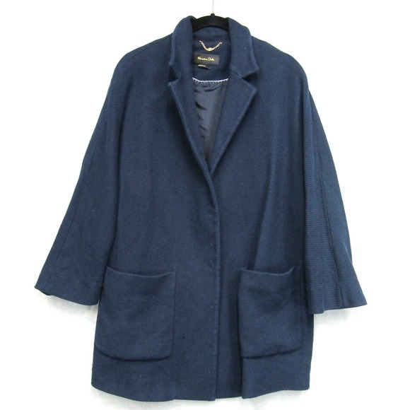 Massimo Dutti Jackets & Blazers - Massimo Dutti Women's Small Blazer Jacket Blue Long Collar Snap Closure Oversize